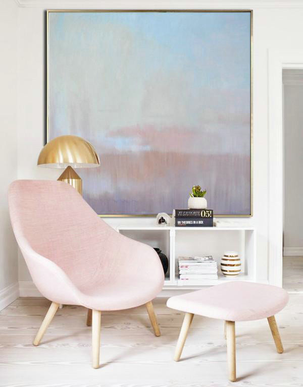 Extra Large Acrylic Painting On Canvas,Abstract Landscape Oil Painting,Original Art Acrylic Painting,Sky Blue,Pink,Light Yellow
